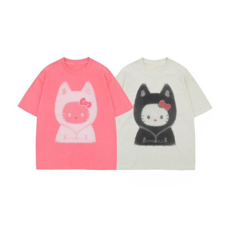 Men's t-shirt - american style, unisex, summer streetwear, fun cartoon, minimalist design, loose fit, crew neck, short sleeve t-shirt for men