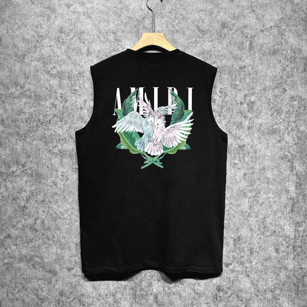 Amiri tank top pink parrot printing