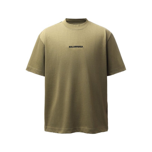 Men's t-shirt - american retro heavyweight double yarn logo embroidery distressed design high street oversized short sleeve tee