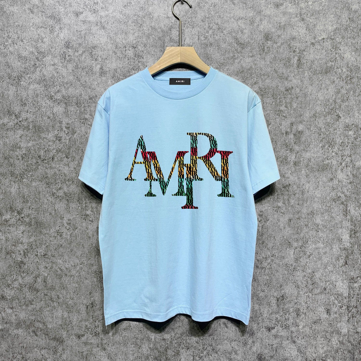 Amiri t shirts rainbow letter printing short sleeve