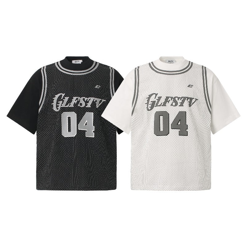 Men's t-shirt - american retro couple style, premium high street basketball jersey print design, men's loose fit crew neck short sleeve t-shirt
