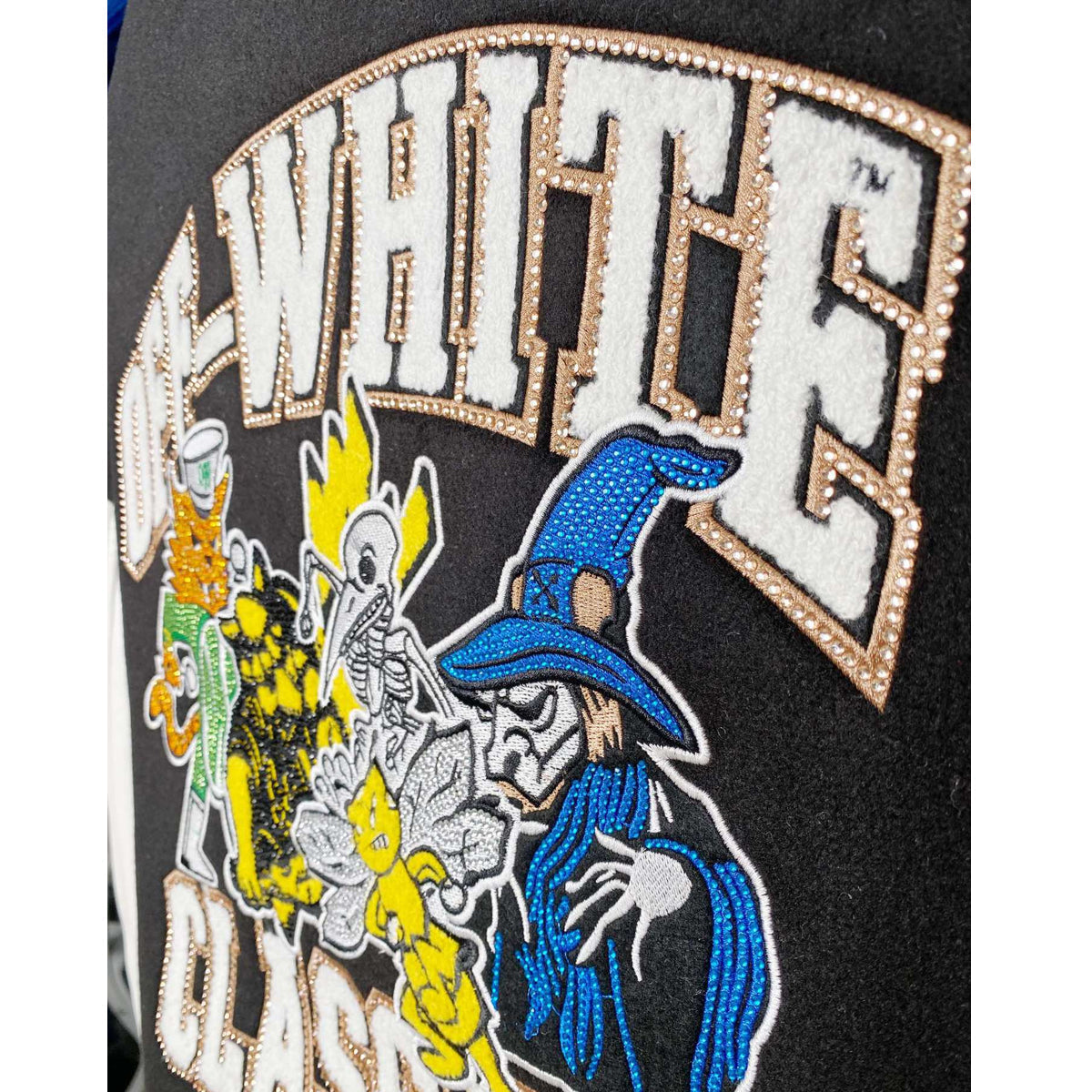 Off White Jacket Autumn/Winter OW Embroidered Hot Diamond Jacket Baseball Uniform