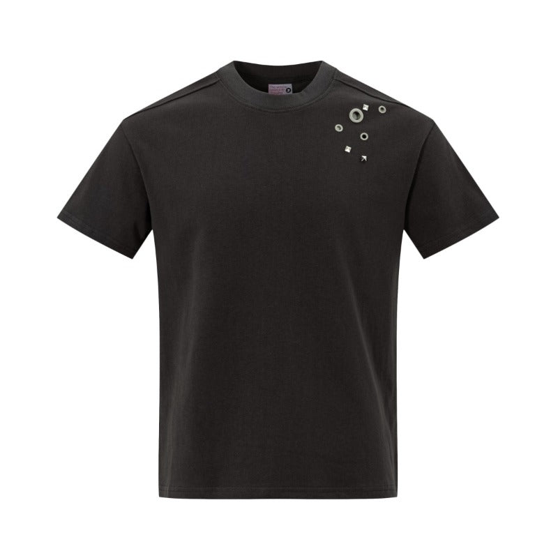 Men's t-shirt - american high street retro streetwear couple style deconstructed solid color design - men's crew neck slightly loose short sleeve t-shirt