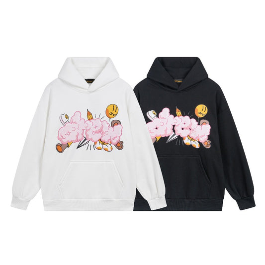 Drew house hoodie fall and winter d@ew cloud balloon pattern fleece-lined hooded sweatshirt