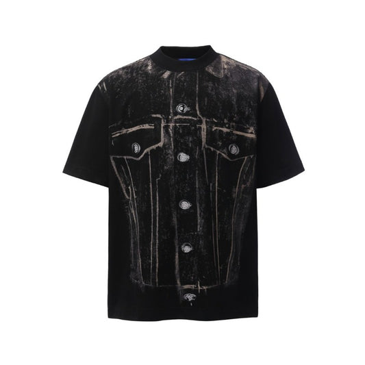 Men's t-shirt: american retro heavyweight double yarn high-quality creative print design, men's crew neck loose fit short sleeve t-shirt