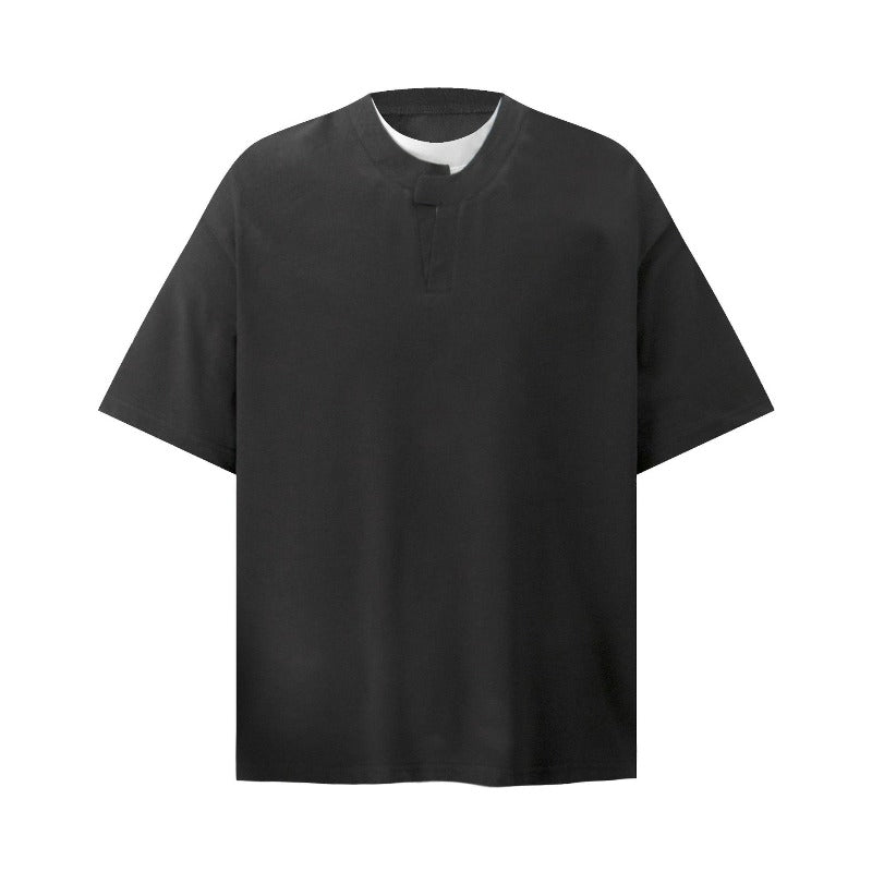 Men's t-shirt: american streetwear style, unisex, premium summer look, faux two-piece deconstructed design, men's short-sleeve t-shirt with a relaxed fit