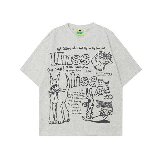 Men's t-shirt - american summer unisex premium cartoon graphic design retro men's high-end short sleeve tee