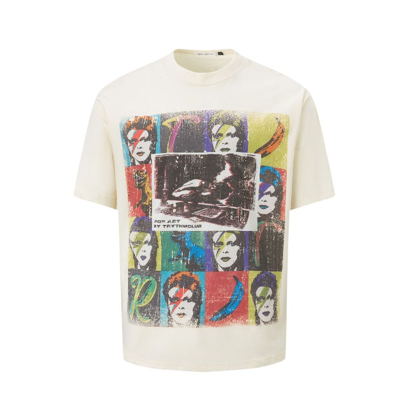 Men's t-shirt - american street style summer unisex graphic tee - painted character design - men's relaxed fit premium short sleeve t-shirt
