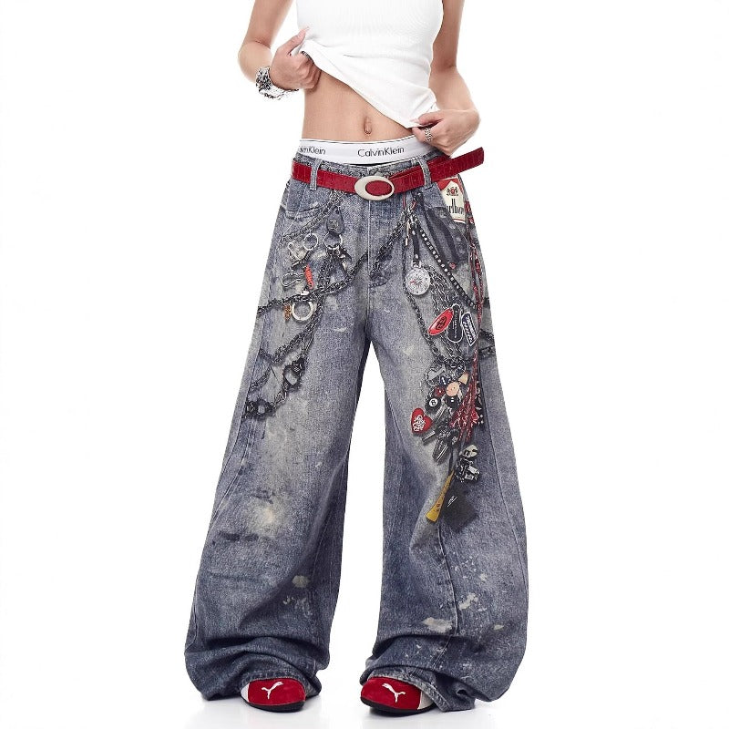 Women jeans women loose wide legs straight