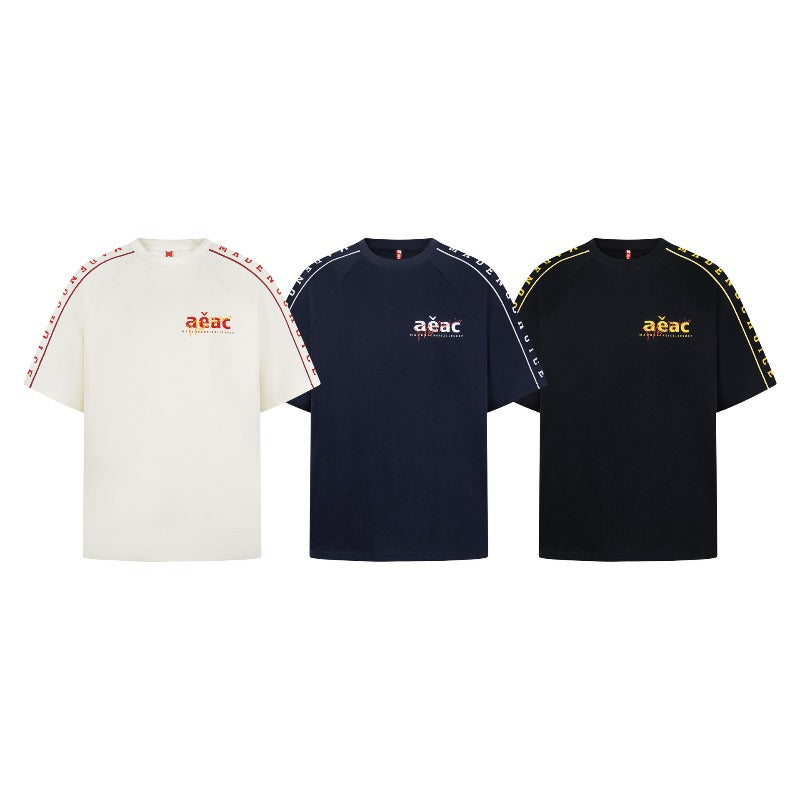 Men's t-shirt - american retro double yarn unisex print graphic short sleeve design - men's high street loose fit tee