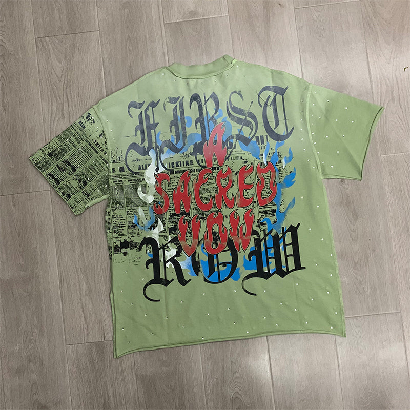 First Row T Shirts Sacred Heart Cropped Tee 2026ss Latest Los Angeles Street Trend Brand