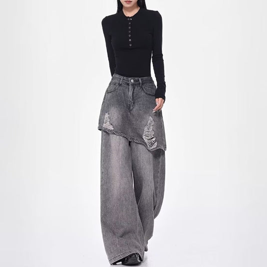 Women jeans retro washed