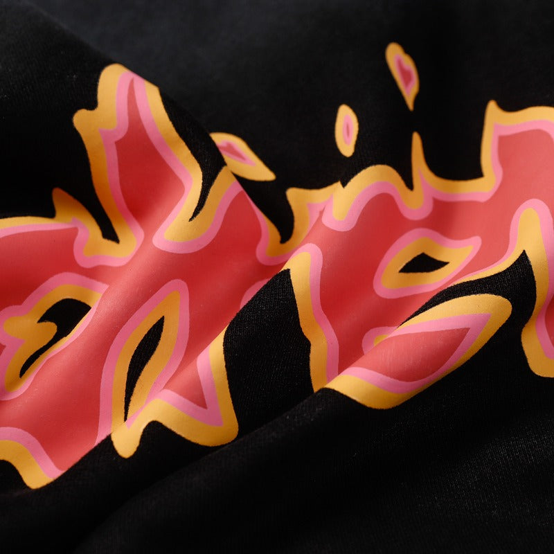 Drew house hoodie - autumn/winter d@ew flame letter washed & distressed fleece-lined hooded sweatshirt