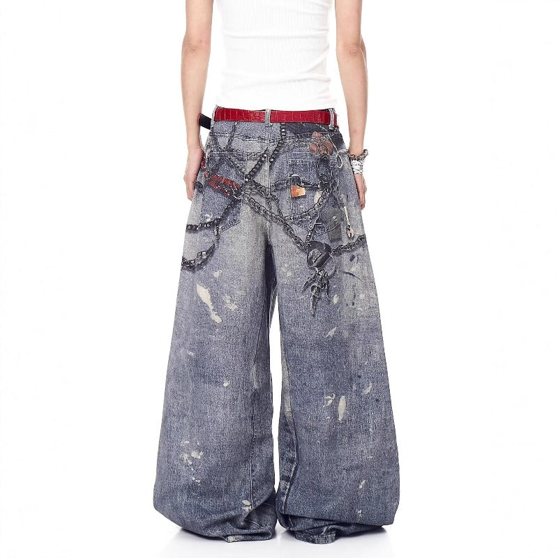 Women jeans women loose wide legs straight