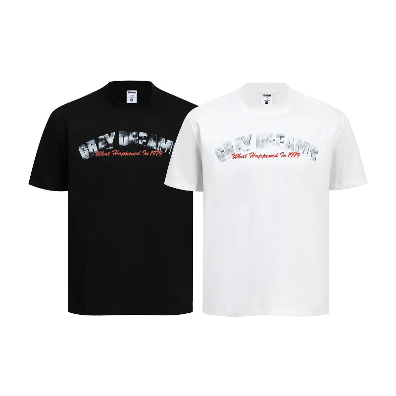 Men's t-shirt - american retro couple style streetwear d letter print design - men's crew neck slim fit short sleeve t-shirt
