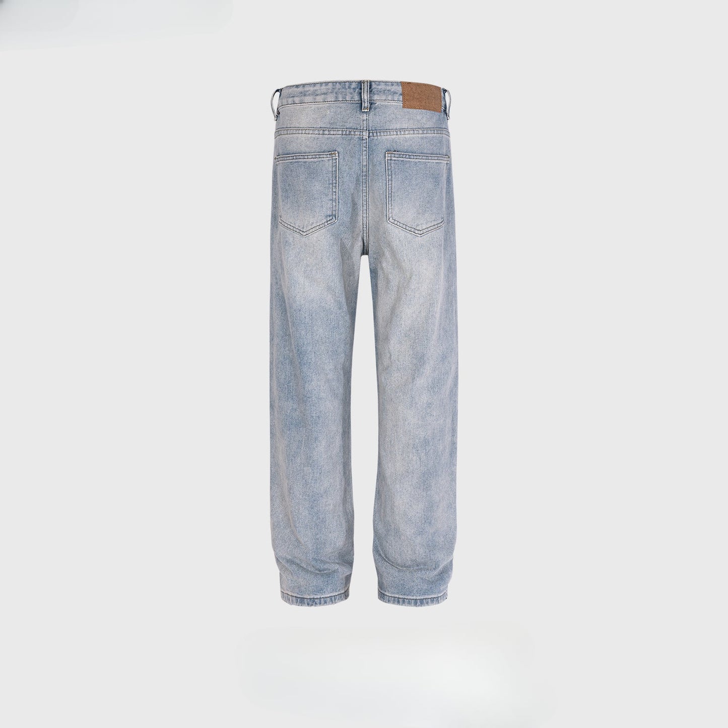 MIJKO Men Vintage Pants MIJKO Washed Old Trousers Straight High Street Blue Jeans