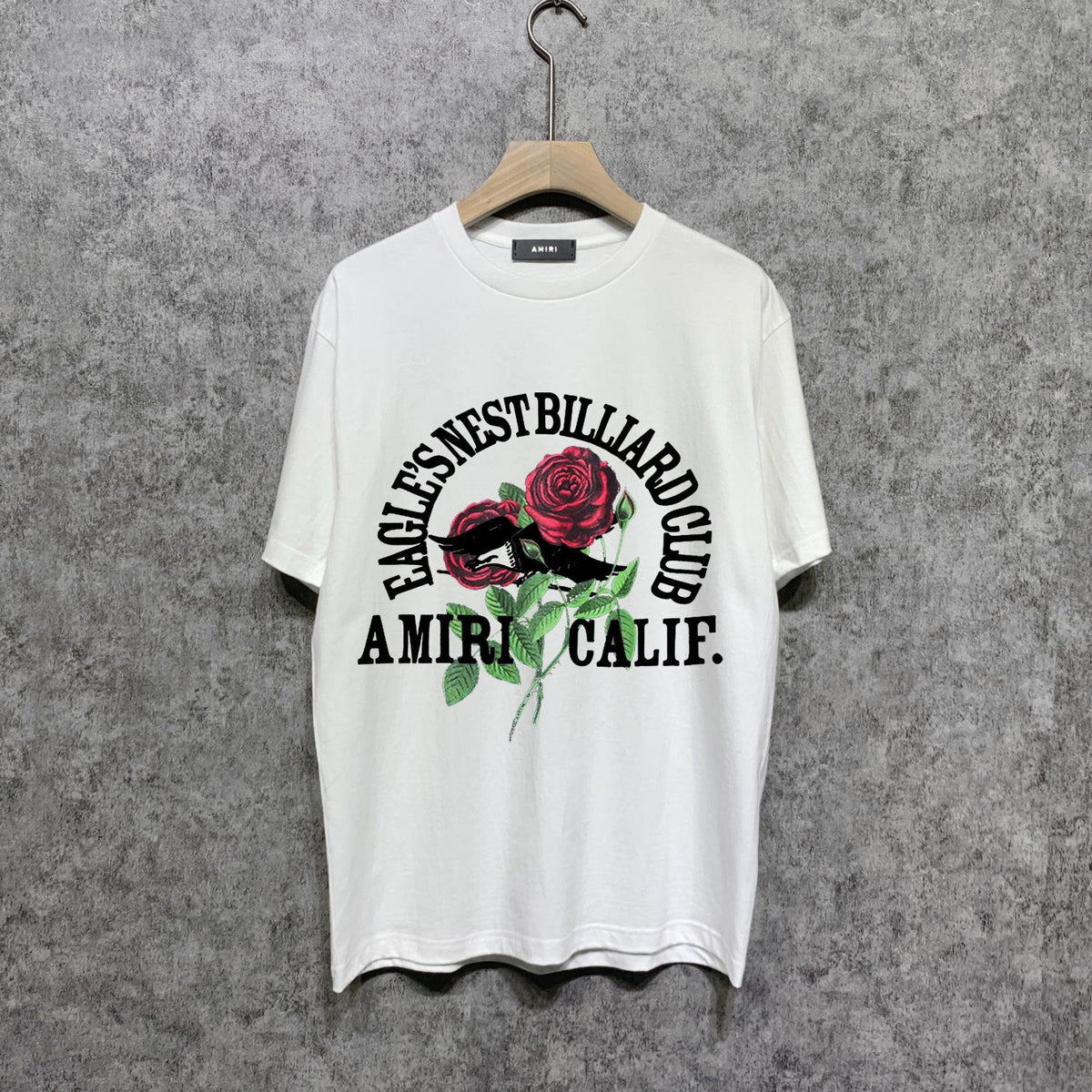 Amiri t shirts rose printing short sleeve
