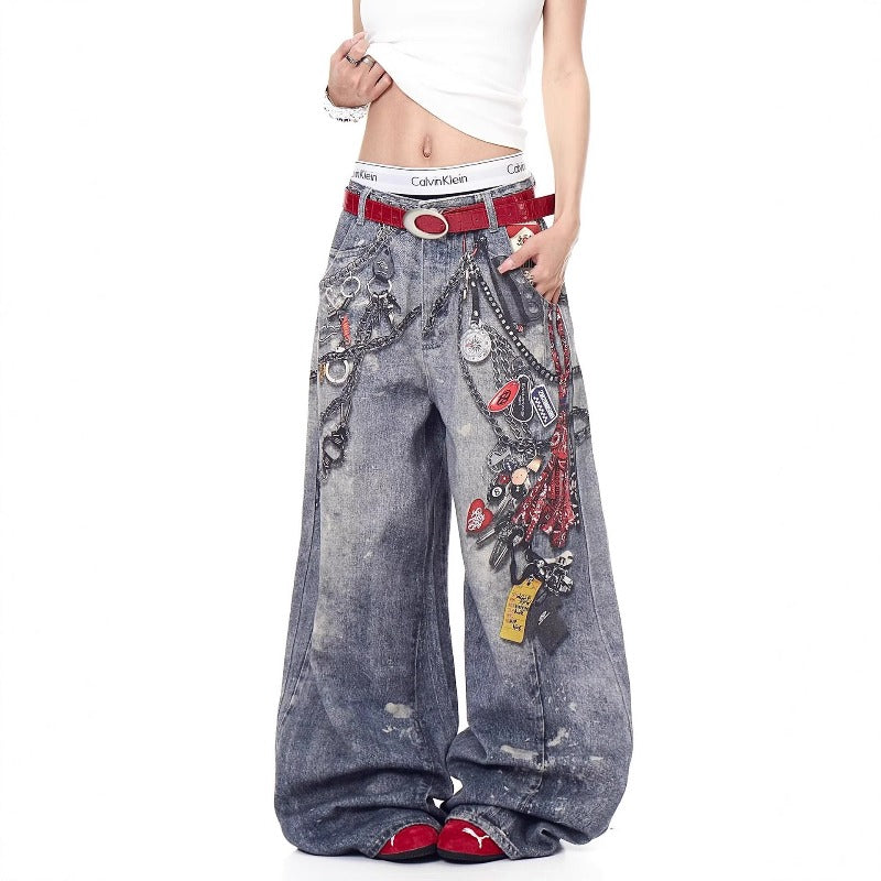 Women jeans women loose wide legs straight