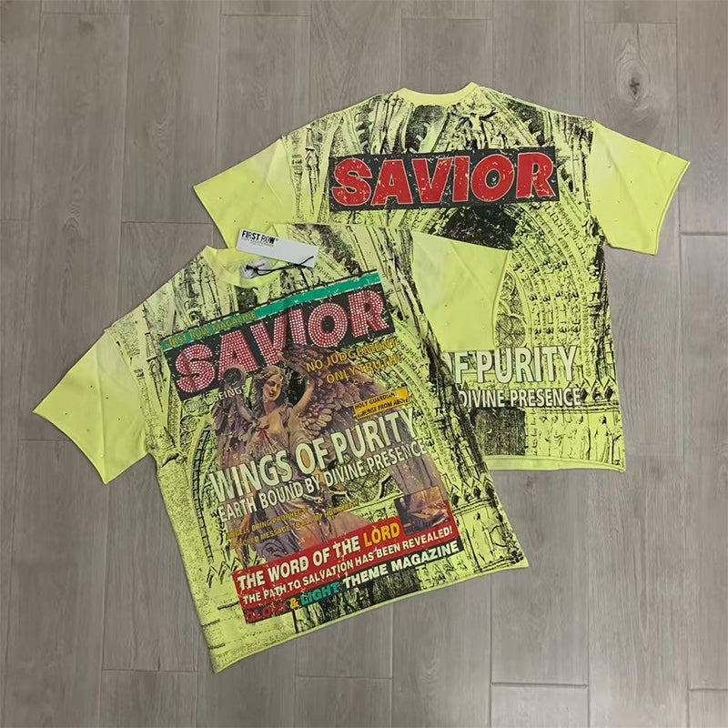 First Row T Shirts Wings of Purity Tee Hot Diamond Ma Liu Washing Water