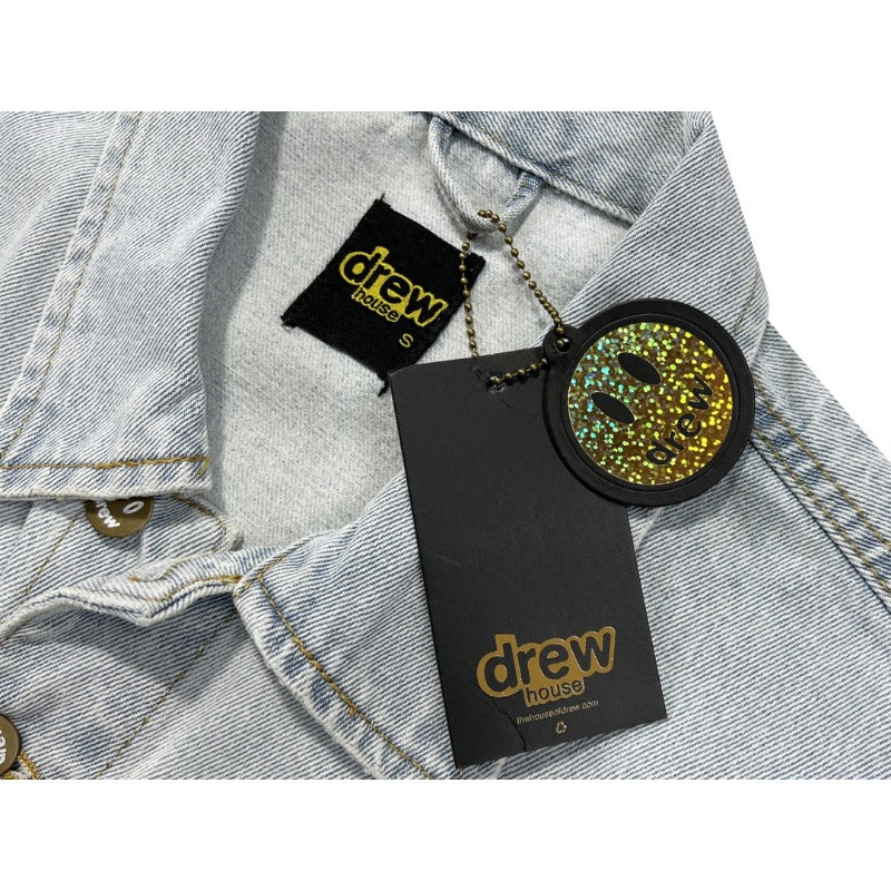 Drew house jacket - early autumn d@ew multi-element patchwork smiley face embroidered badge denim jacket