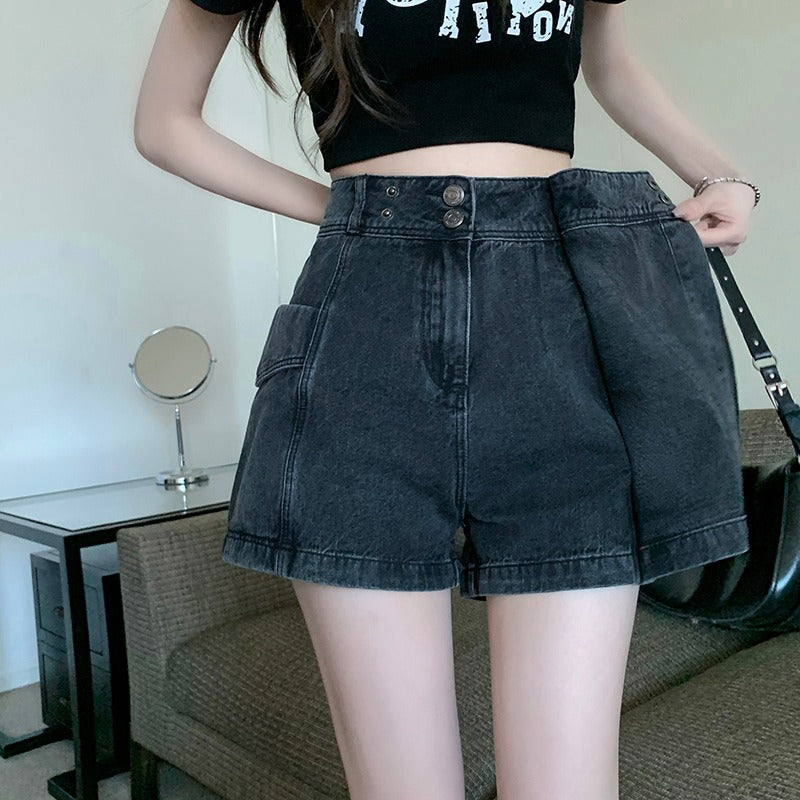 Women jeans summerhigh waistasymmetrical a word