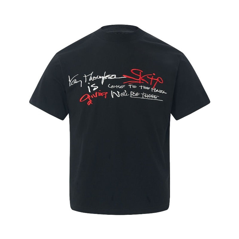 Men's t-shirt - american retro unisex solona cool-touch letter embroidery design - men's high street slim fit short sleeve tee