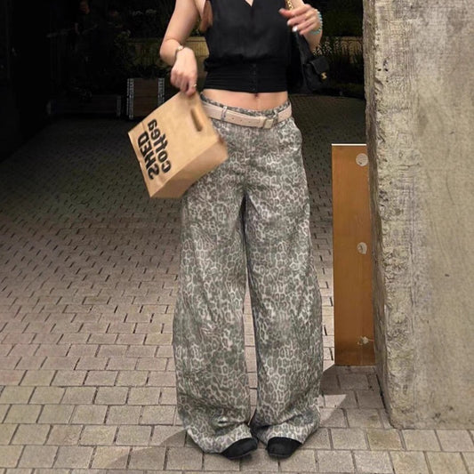 Women's Jeans Women's Vintage Loose Leopard Pants