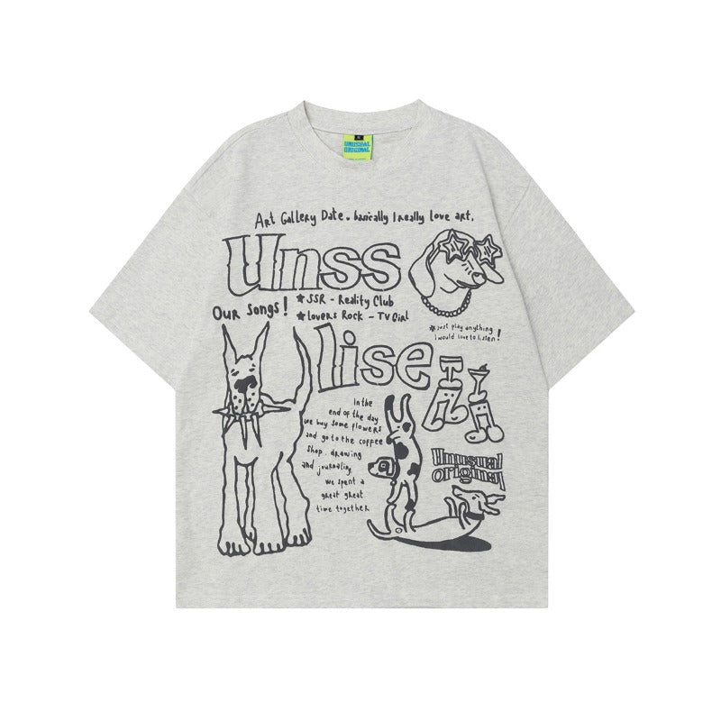 Men's t-shirt - american summer unisex premium cartoon graphic design retro men's high-end short sleeve tee