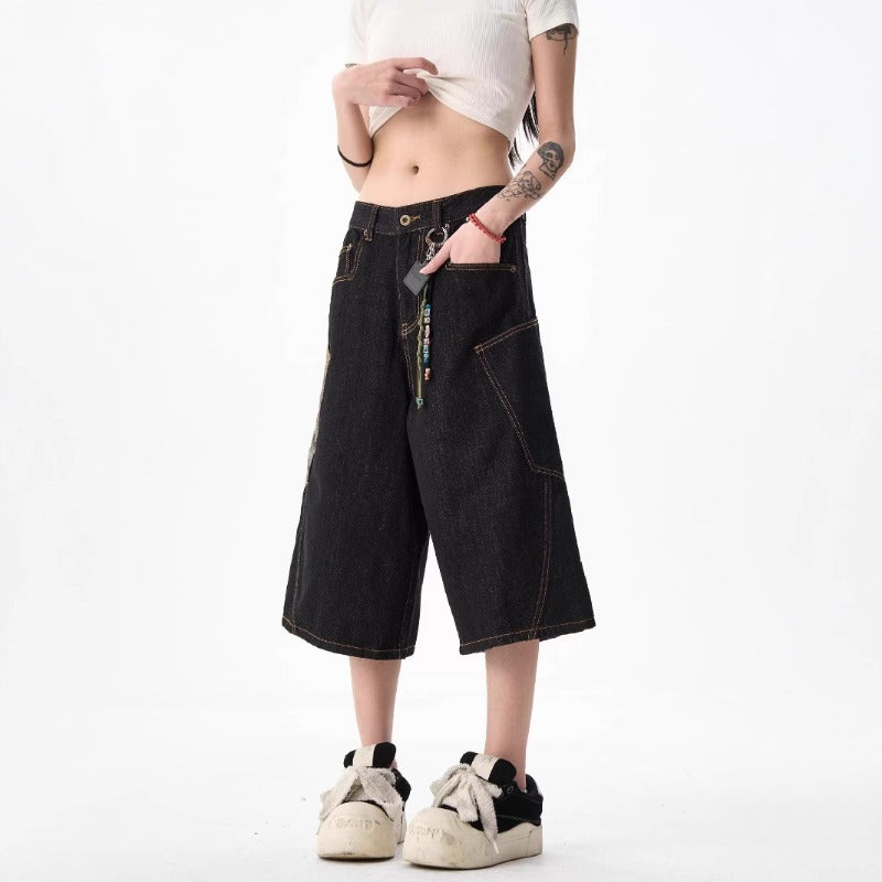 Women's jeans retro women's loose cropped pants