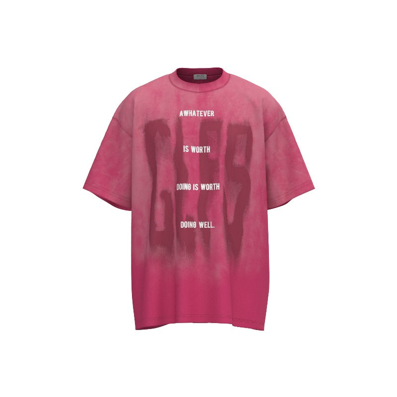 Men t shirt jt american retrocouple street tide washed color letter picture design high street men's loose round neck t-shirt