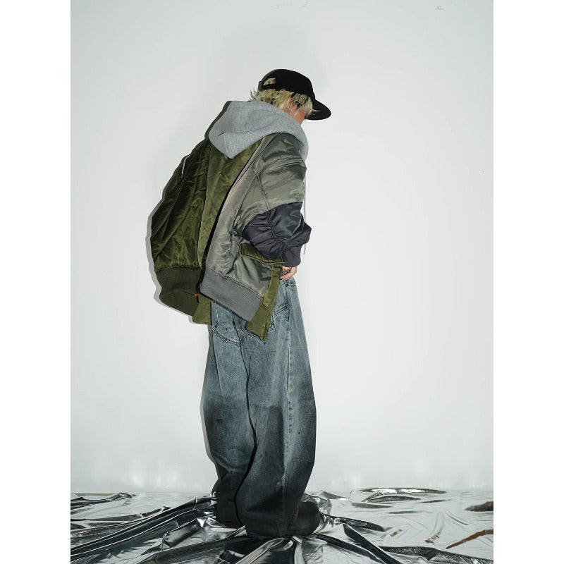 Women jeans retro splash ink graffiti loose
