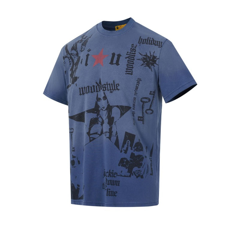Men's t-shirt: wt american street style, unisex, premium quality, summer cartoon print design, slim fit short sleeve tee