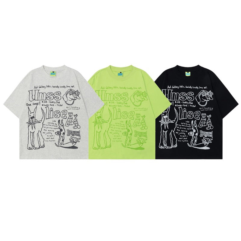 Men's t-shirt - american summer unisex premium cartoon graphic design retro men's high-end short sleeve tee