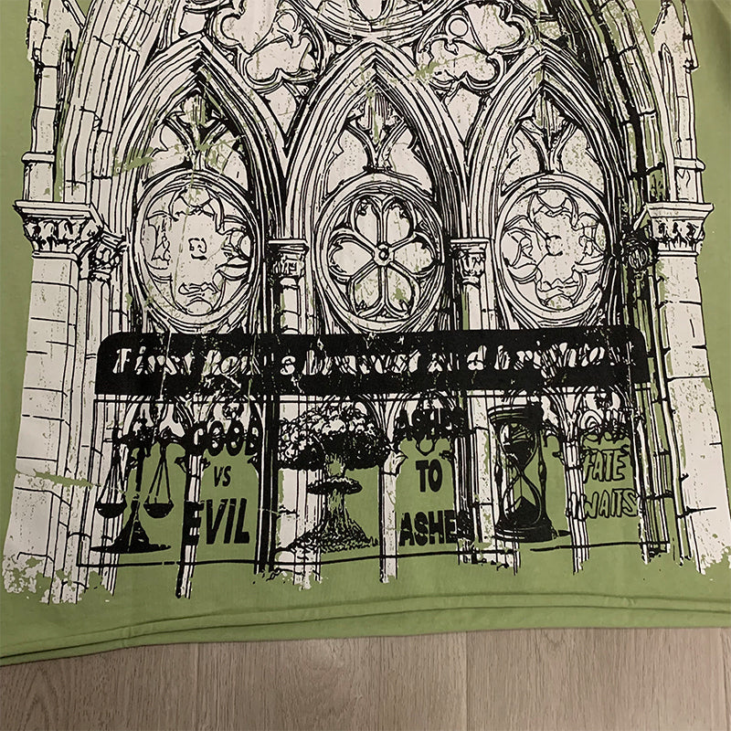 First Row T Shirts Breaking News Warning From Heaven Cropped Tee 2026ss European and American Street Trend Brand