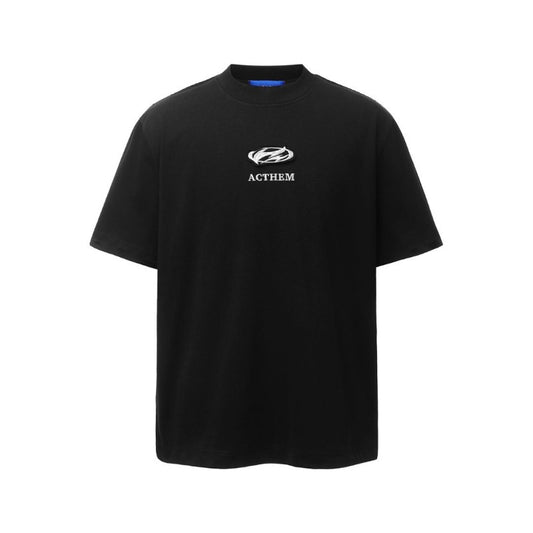 Men's t-shirt: american retro heavyweight double yarn high-quality appliqué embroidery design, men's crew neck loose fit short sleeve t-shirt