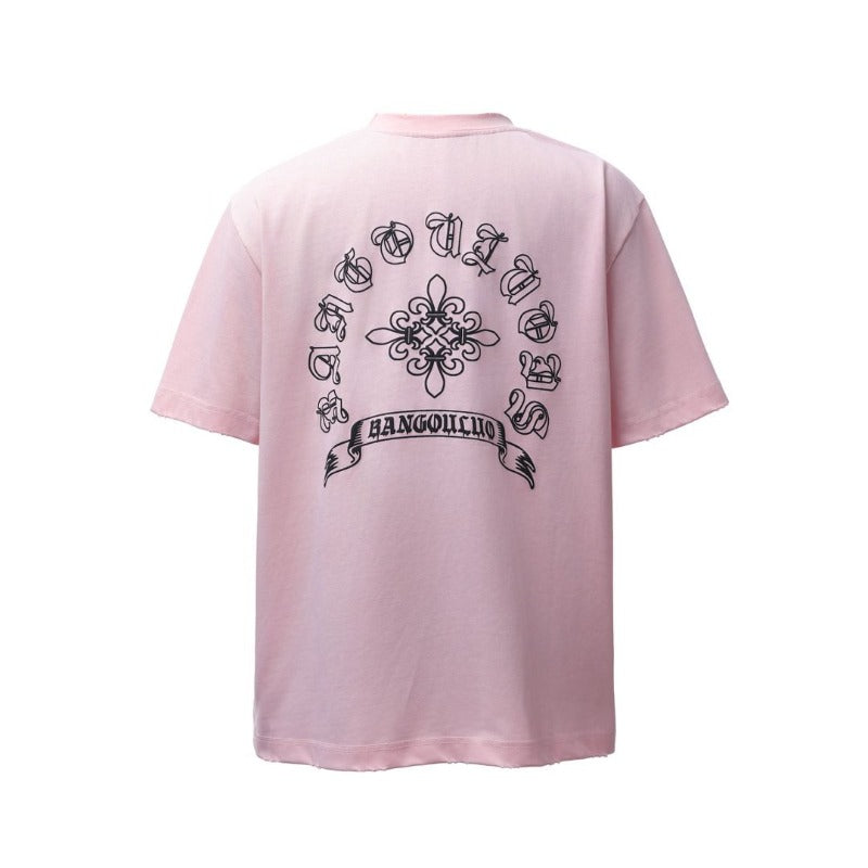 Men's t-shirt - american retro heavyweight double yarn logo print design, crew neck, high street style, relaxed fit short sleeve tee