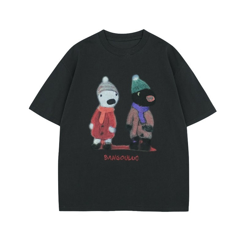 Men's t-shirt - american street style, summer, unisex, premium feel, fun cartoon graphic design, men's loose fit short sleeve tee