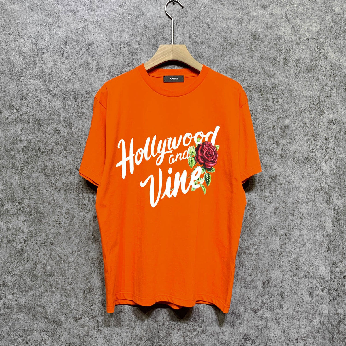 Amiri t shirts hollywood rose printing short sleeve
