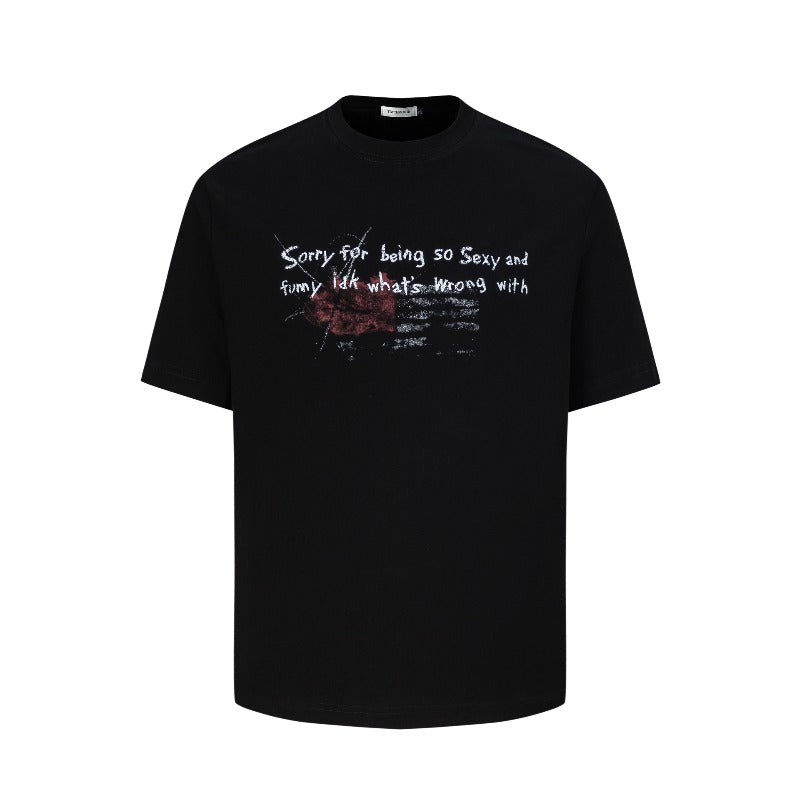 Men's t-shirt: american street style, unisex, premium quality, summer letter graphic design, slim fit short sleeve tee