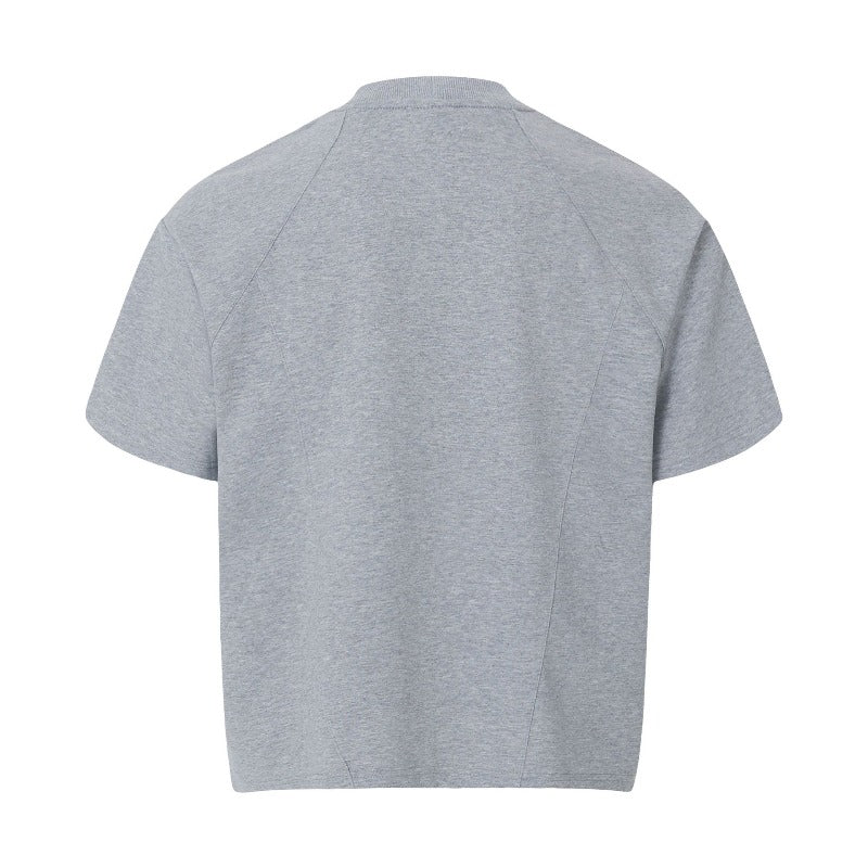 Men's t-shirt - american retro streetwear, unisex, solid color, versatile, deconstructed design, high street style, relaxed fit, short sleeve tee