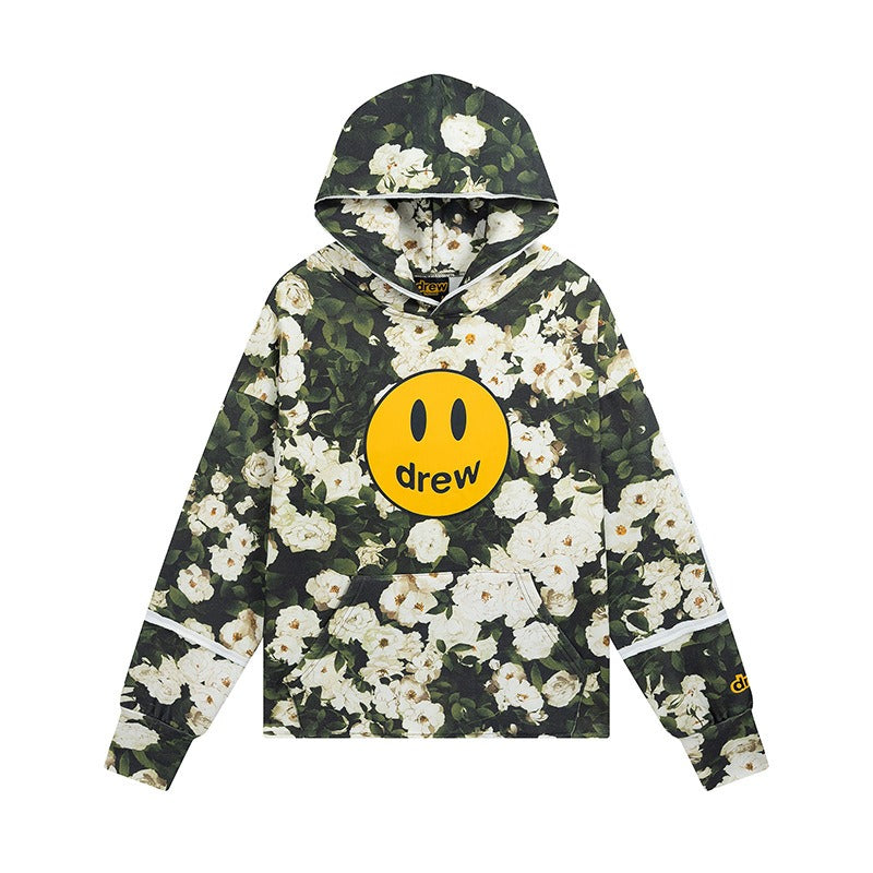 Drew house jacket early spring d@ew ice rose pattern pullover hooded sweatshirt