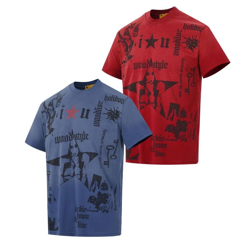 Men's t-shirt: wt american street style, unisex, premium quality, summer cartoon print design, slim fit short sleeve tee