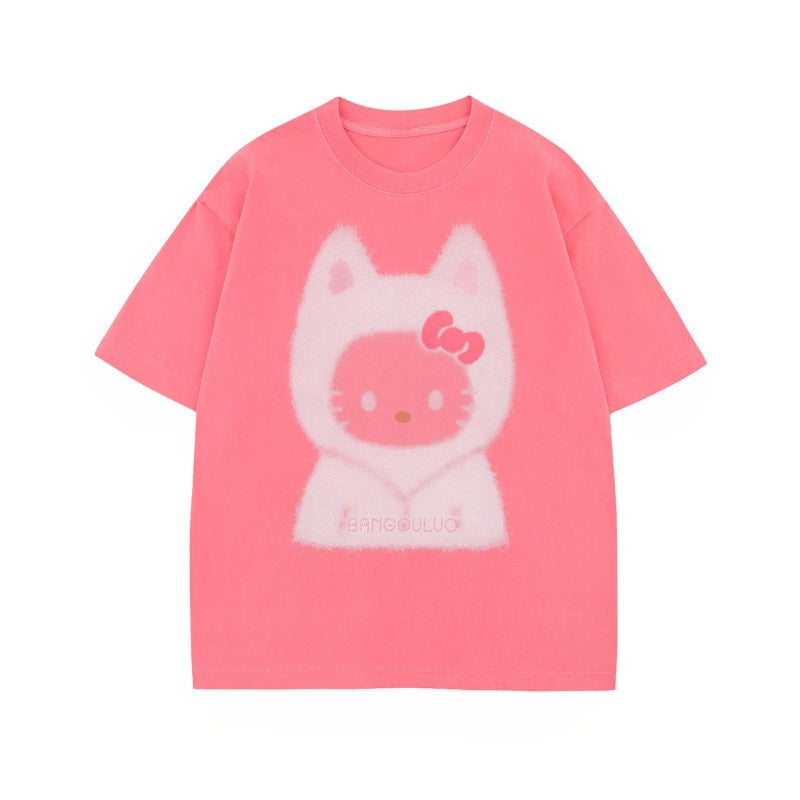 Men's t-shirt - american style, unisex, summer streetwear, fun cartoon, minimalist design, loose fit, crew neck, short sleeve t-shirt for men