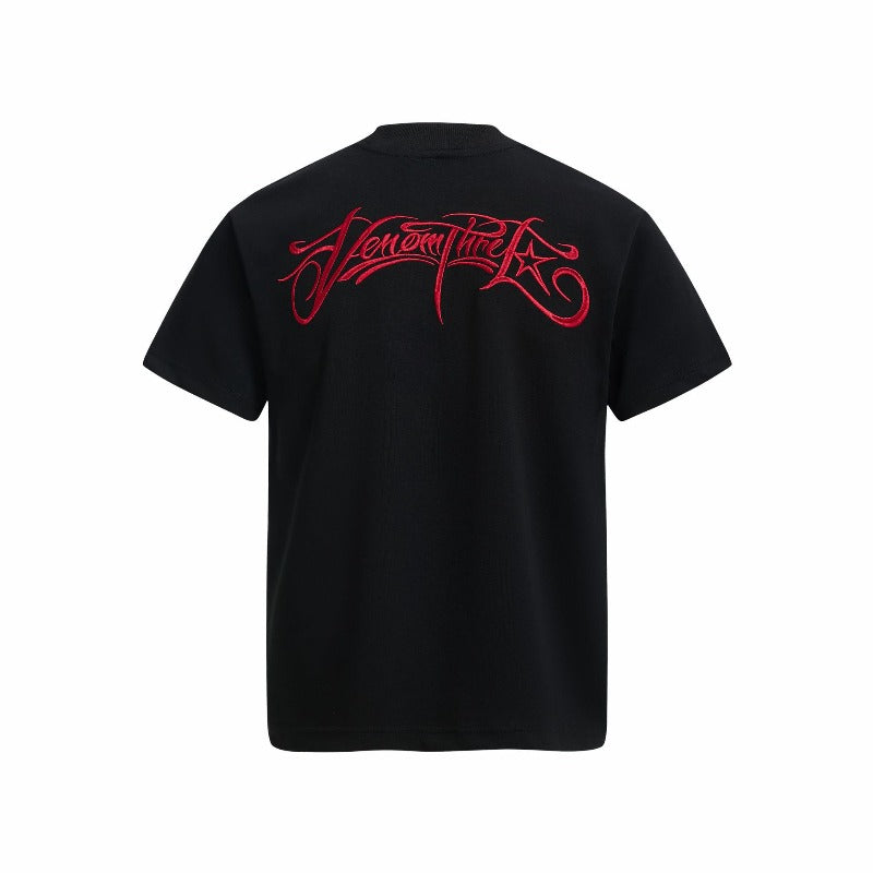 Men's t-shirt - american retro unisex solona cool-touch letter embroidery design - men's high street slim fit short sleeve tee