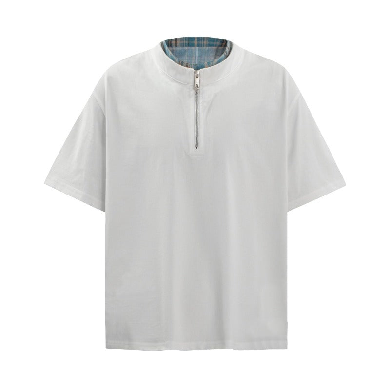 Men's t-shirt - american streetwear retro faux two-piece design, relaxed fit, premium quality, cool-touch short sleeve tee