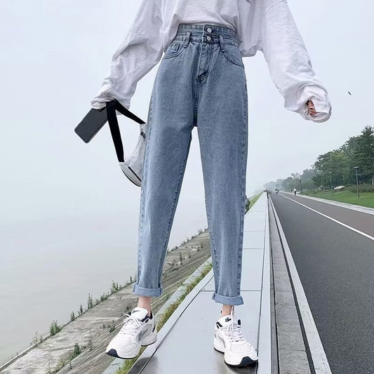 Women jeans spring & fallhigh waistloose nine-point pants