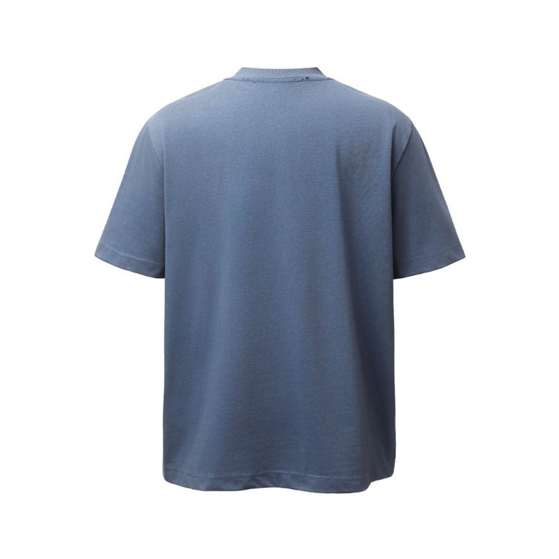 Men's t-shirt - american retro heavyweight double yarn distressed letter print design - men's high street oversized short sleeve tee