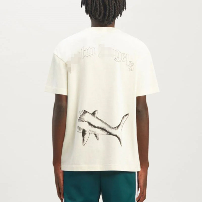 Palm Angels T Shirts Sketch Break Shark Alphabet Short Sleeve T-Shirt