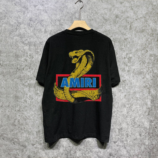 Amiri t shirts king cobra gold printing short sleeve